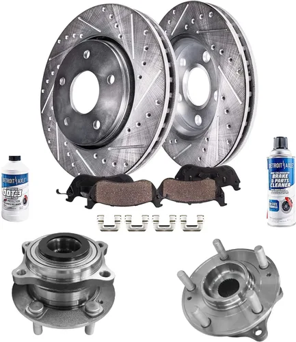 Miniatura 26 de Detroit Axle - Kit de freno delantero para Ford Explorer Mercury Mountaineer 2002-2005 Bujes de rodamiento de rueda perforados y ranurados rotores