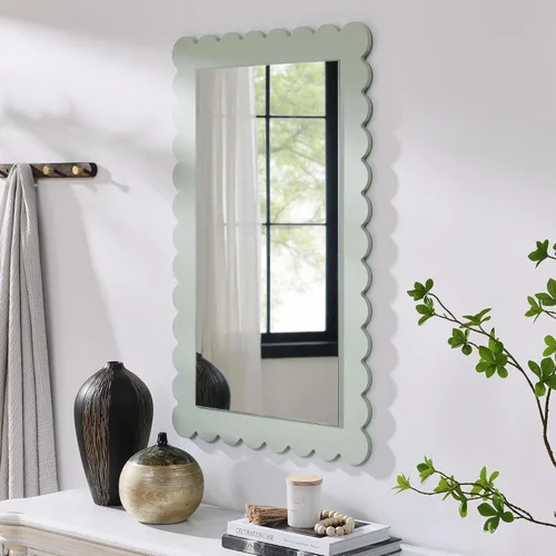 Miniatura 10 de Modway Emmeline Espejo de pared rectangular festoneado en gris claro