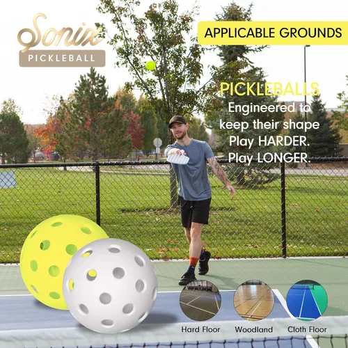Miniatura 5 de Sonix Aprobado por USAPA Juego de 2 palas de pickleball Juego de pickleball de superficie de fibra de vidrio con 2 raquetas, 4 bolas y bolsa