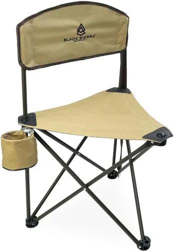 Miniatura 9 de Black Sierra Tri-Lite - Taburete plegable con respaldo y soporte para tazas, silla de pesca y caza portátil ligera con correa de transporte, asiento