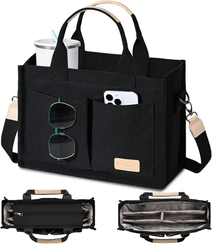 GASSDA Canvas Tote Bag for Women Crossbody Work Purse with Pockets Top Handle Handbag Satchel Bags for Travel Nurse Teacher