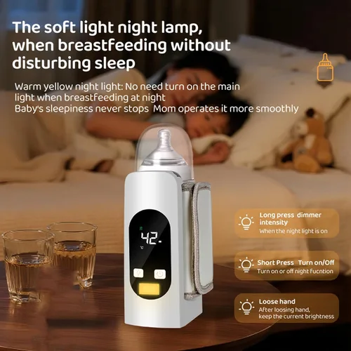 Miniatura 5 de Calentador de biberones, calentador de leche portátil de calentamiento rápido para viajes al aire libre en el hogar, leche materna recargable por