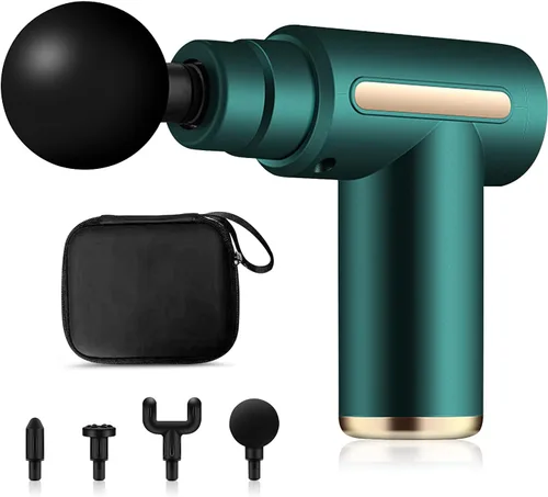 Miniatura 13 de Ergocar Potente pistola de masaje muscular tejido profundo, 6 velocidades masajeador de cuerpo eléctrico de mano con 4 cabezas súper silencioso Negro