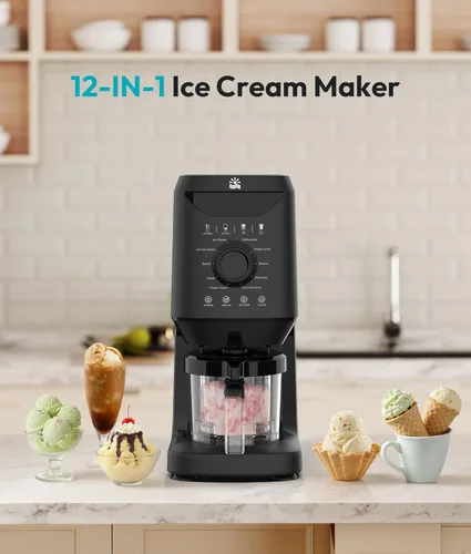 Miniatura 9 de Rellytech Máquina casera para hacer helados, 12 en 1 con recipientes y tapas de 2 pintas, máquina para hacer gelato, sorbete y yogur congelado