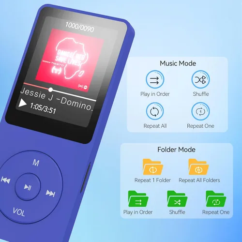 Miniatura 7 de AGPTEK A02PL Reproductor de MP3 de 64 GB, 70 horas de reproducción, sin pérdidas de sonido, Reproductor de música, Soporta hasta 128 GB