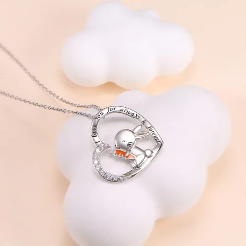 Miniatura 4 de Lindos collares de animales para mujeres y niñas, plata de ley 925, conejillos de indias, girasol, panda, alpaca y perezoso, conejo, cachorro