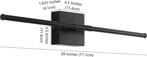 Miniatura 5 de JONATHAN Y Aplique de pared LED integrado moderno regulable negro de 28 pulgadas, luz de tocador de metal para espejo de baño, dormitorio, pasillo