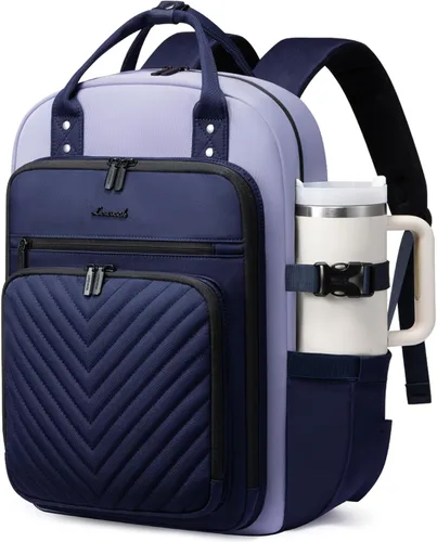Miniatura 18 de LOVEVOOK Mochila para laptop para mujer, mochila de trabajo de moda con puerto USB, mochilas impermeables para el trabajo., Caqui-beige, 15,6 pulg.
