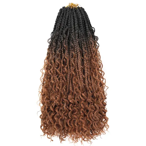 Miniatura 33 de COOKOO Cabello de Trenzas de Caja Bohemias de Ganchillo de 8 Pulgadas para Mujeres Negras, Paquete de 8, Cabello Sintético de Trenzas de Caja