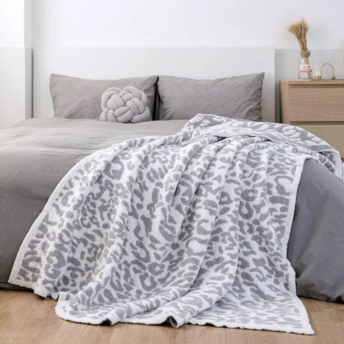 Miniatura 15 de MH MYLUNE HOME Manta Throw Ultra Suave de Leopardo (50x60 pulgadas) Mantas de Microfibra Suaves Cálidas Reversibles Manta de Guepardo