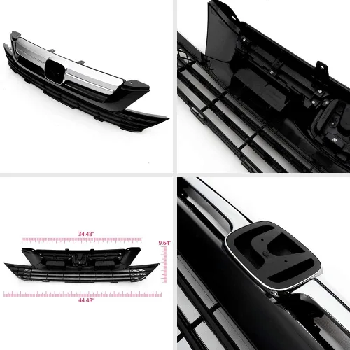 Miniatura 5 de Parrilla delantera superior e inferior cromada compatible con Honda CR-V 2007 2008 2009