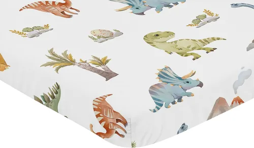 Miniatura 2 de Sweet Jojo Designs Acuarela Dinosaurio Dino Boy Sábana bajera para cuna para bebé, cuarto de bebé, habitación de recién nacido, portátil, paquete