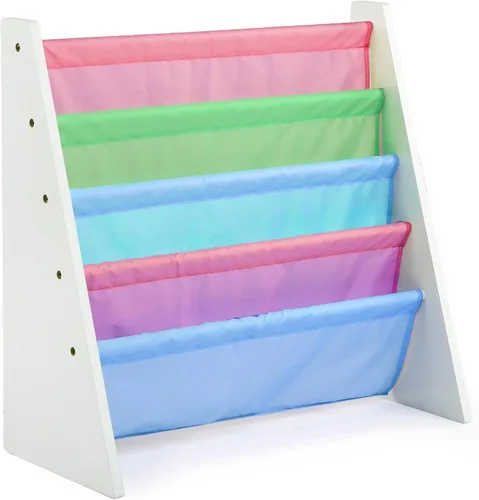 Miniatura 10 de Tot Tutores WO697 Colección de amigos, librería de almacenamiento en bastidor de libros para niños, blanco, rosa y púrpura, Madera maciza