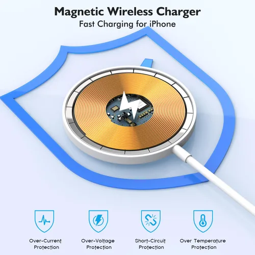 Miniatura 3 de Cargador magnético para iPhone 17 [certificado Apple MFi], almohadilla de carga inalámbrica USB C de 1.8 metros para iPhone 17 y bloque de carga