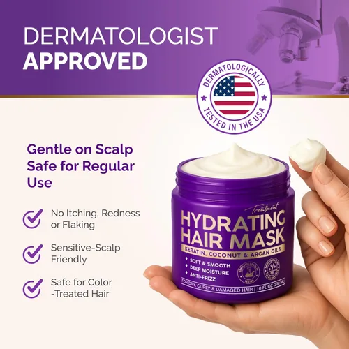 Miniatura 9 de Mascarilla Hidratante para el Cabello – Post-Relajante para Cabello Dañado y Seco – Tratamiento de Queratina Acondicionador Profundo para Cabello