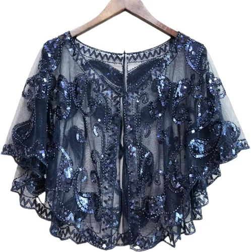Miniatura 6 de Specell 1920s Shawls and Wraps for Evening Dresses,Wedding Shawl,Handmade Sequin Beaded Evening Shawl Bridal Wrap 22