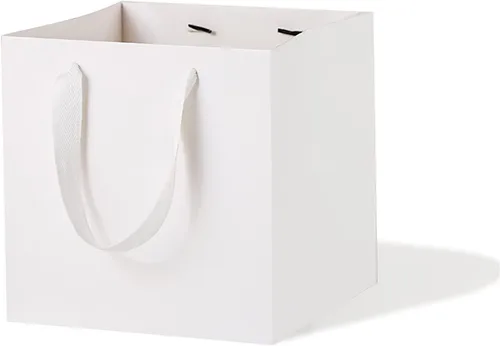 Miniatura 12 de Bolsa de regalo de papel kraft pequeña con fondo cuadrado con asas (kraft natural, 4 x 4 x 4 pulgadas, 10 unidades)