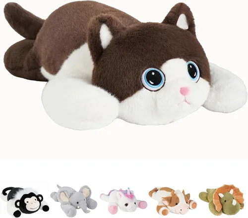 GILFWM Animales de peluche con peso de gato - 21.3" Almohada de juguete linda, regalos de peluche para niños, niñas y adultos, 3 lbs, felpa suave y