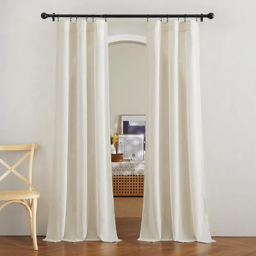 Miniatura 96 de NICETOWN Cortinas de lino grueso para dormitorio, privacidad añadida, bolsillo para barra y pestaña trasera, no se transparentan, mezcla de lino