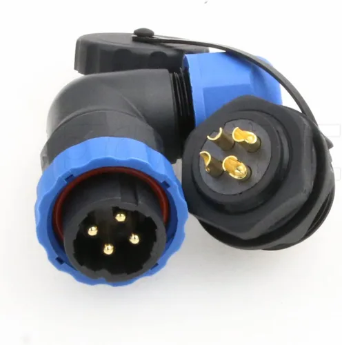 Miniatura 14 de SD20 2 Pin Aviación Conector Ángulo Recto 25A 380V Automotriz Plástico IP68 Enchufe Impermeable Enchufe Macho Hembra Eléctrico Montaje Posterior