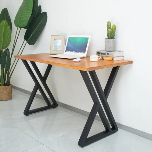 Miniatura 10 de Patas triangulares de metal de 28 pulgadas, base de escritorio resistente para bricolaje Heavy-duty Carbon Steel, Matte Black Finish