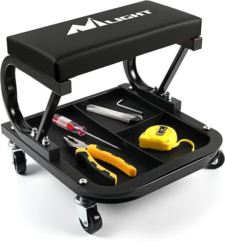 Miniatura 7 de Nilight - Asiento rodante tipo enredadera para garaje/taller, taburete mecánico acolchado con capacidad de 250 libras y almacenamiento