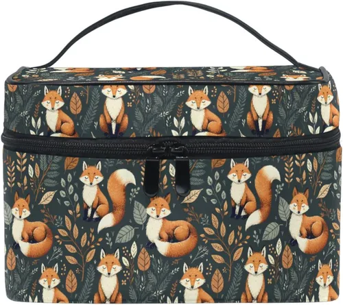 Miniatura 38 de Bolsa de Maquillaje, Estuche de Maquillaje Organizador de Viaje con Diseño de Calavera y Flores, Estuche de Cosméticos, Bolsas de Aseo para Niñas