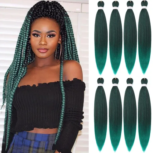 Miniatura 71 de Alrence Cabello estirado para hacer trenzas, trenza larga de 30 pulgadas, 8 paquetes, extensiones profesionales de trenzado de cabello sintético, 1b#