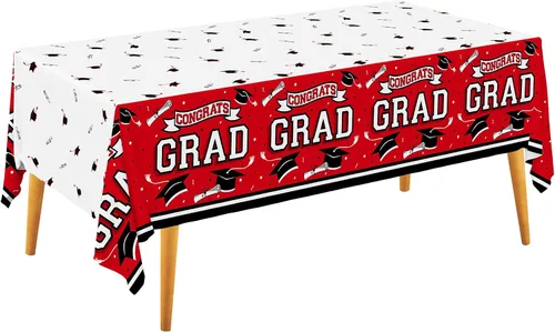 Miniatura 8 de Gatherfun Suministros para fiesta de graduación, mantel de graduación Gongrats para decoraciones de fiesta de graduación, 3 manteles azules