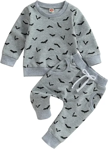 Miniatura 58 de YINGISFITM Conjunto de camisa de calabaza de Halloween para bebé, niña, niño, sudadera y pantalones para otoño e invierno