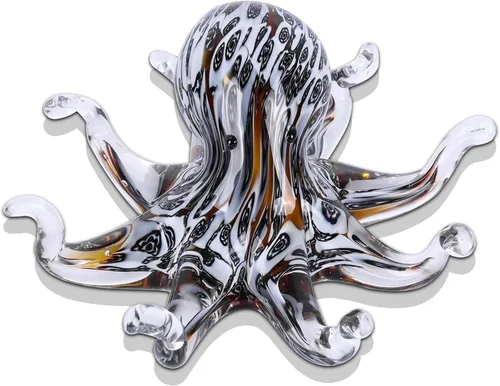 LCCCK Estatua de pulpo de cristal para decoración del hogar, decoración de vidrio soplado a mano, escultura de pulpo, escritorio de oficina de arte