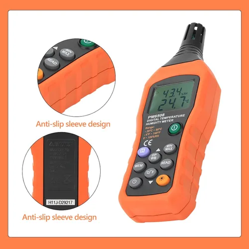 Miniatura 4 de Medidor digital de humedad y temperatura MS6508, termómetro portátil de mano, medidor de humedad, monitor con punto de rocío y bombilla húmeda