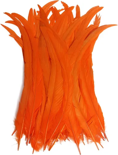Miniatura 23 de THARAHT 50 piezas de plumas de cola de gallo, naturales, de 12 a 14 pulgadas (30-35 cm) para manualidades, bodas, atado de moscas, plumas para Rosa