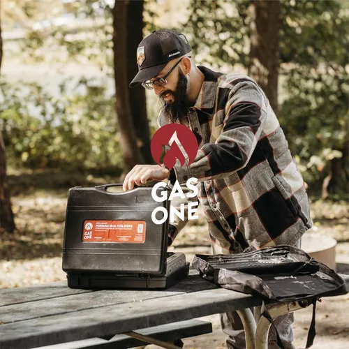 Miniatura 3 de Estufa portátil de doble combustible (gas propano y butano) para campamento y excursiones, con bolsa de transporte dorada, de Gas One (GS-3400P)