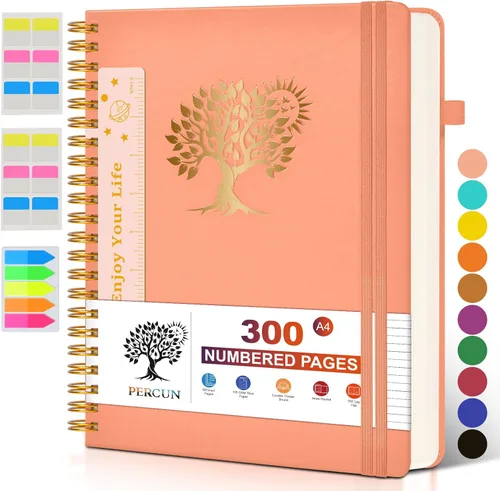 Miniatura 31 de Cuaderno grande en espiral para mujeres y hombres, 300 páginas rayadas numeradas, con rayas universitarias, cuaderno encuadernado en espiral de tapa