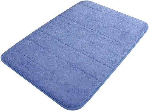 Miniatura 2 de Tapete de baño de espuma viscoelástica grueso, suave, absorbente, suave, antideslizante, lavable a máquina, tapete para decoración de habitación Azul