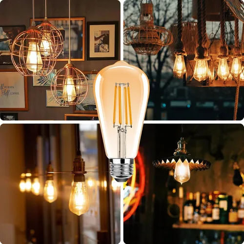 Miniatura 6 de ST19 Bombillas LED Edison vintage, bombilla LED E26 equivalente a 25 W, bombillas de filamento LED vintage, 2.5 W blanco cálido 2200 K, 250 lúmenes