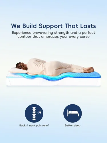 Miniatura 6 de Cubrecolchón de espuma viscoelástica Queen de doble capa de espuma viscoelástica de gel y almohada de enfriamiento para alivio de presión y soporte