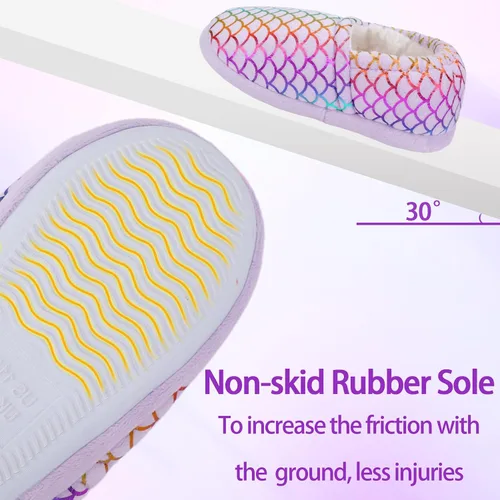 Miniatura 5 de MEJORMEN Pantuflas de casa de sirena para niñas, acogedoras y antideslizantes para interiores y exteriores, pantuflas de dormitorio con purpurina