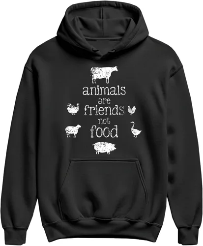 The Goozler Vegan Hoodie Animals Friends Not Food Funny Plant Based Gift Vegetarian Cruelty Free Men Women