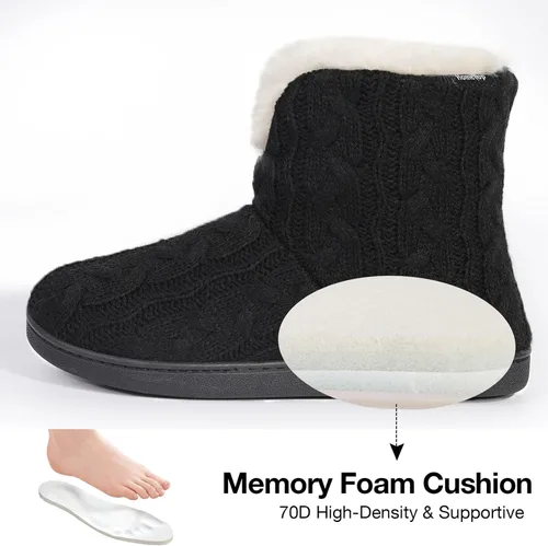 Miniatura 4 de HomeTop Women's Fuzzy Memory Foam Boot Slippers with Indoor Outdoor Rubber Sole