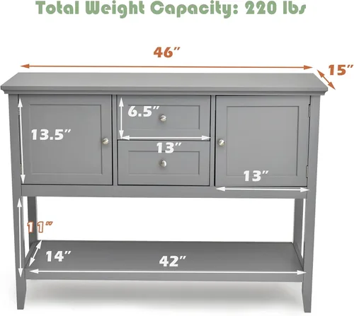 Miniatura 3 de LOKO Armario buffet con almacenamiento, mesa consola multifuncional con amplio espacio de almacenamiento, aparador con cajones para cocina, comedor