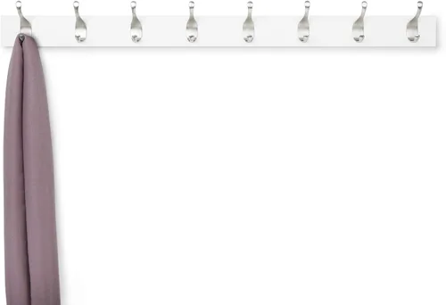 Miniatura 3 de Amazon Basics Perchero moderno montado en la pared con ganchos de almacenamiento versátiles, rectangular, 8 ganchos, color blanco Rectangular