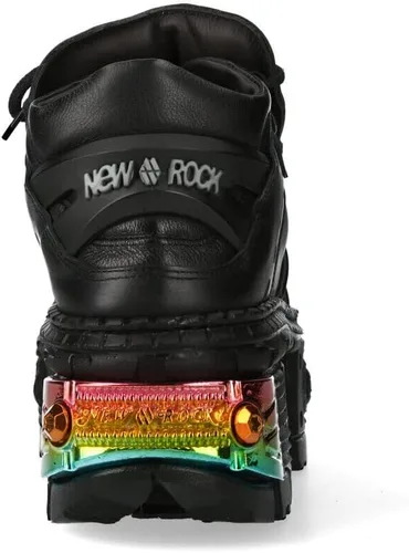Miniatura 6 de New Rock Botas WALL106-S23 Mujer Metálico Negro Cuero Plataforma Gótica Botas