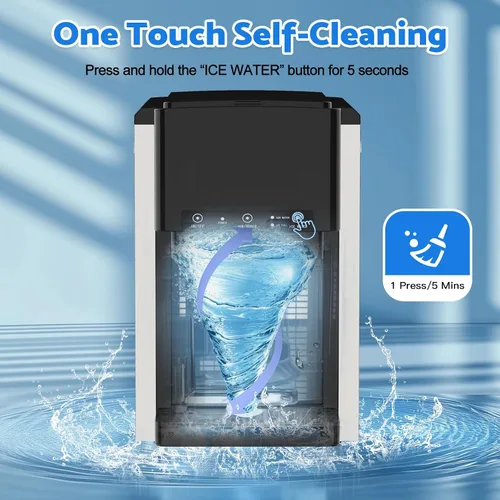 Miniatura 9 de ADVWIN Dispensador de agua 3 en 1 con máquina de hielo, encimera de máquina de hielo en pepita, bala y hielo triturado, enfriador de agua, 44