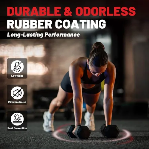 Miniatura 3 de PAPABABE HEX Juego de Mancuernas 2.5-125lb, Mancuernas de Gimnasio en Casa con Revestimiento de Goma, Mancuernas de Pesas para Ejercicio y Fitness