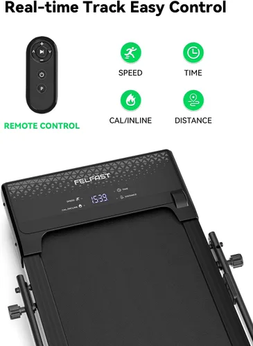 Miniatura 5 de FelFast Walking Pad Treadmill, 12% 5-Level Auto Incline, 2-in-1 Under Desk Foldable w/Remote Control, 12 HIIT Mode, 265 Lbs, 7.6 MPH Max, Portable