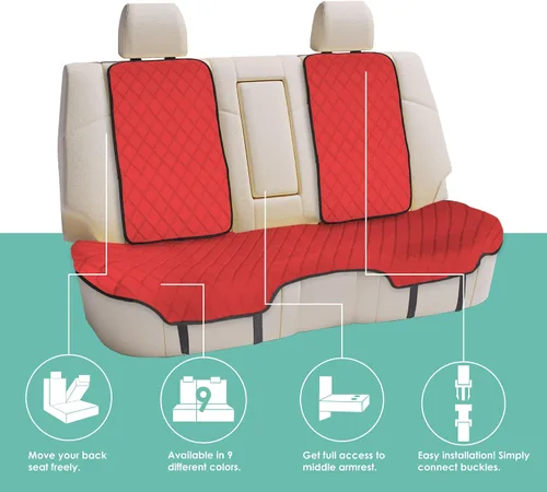 Miniatura 4 de FH Group Cojín de Funda para Asiento de Automóvil - Automóviles Camiones SUV, Cojines de Asiento de Automóvil Neosupreme, Funda de Asiento de Rojo