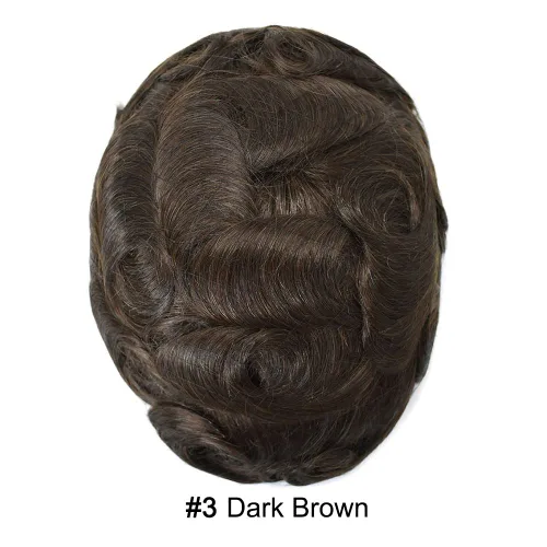 Miniatura 2 de Toupee Hair Piece French Lace Real Human Hair Mens Hair Units System Front Bleched Knot Toupee para hombres, postizos de línea capilar natural