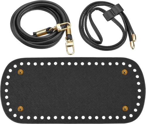 Miniatura 8 de uxcell Juego de 3 bolsas de cuero para hacer mochilas, kit de fabricación de bolsos de cuero con parte inferior de bolsa, correa para el hombro